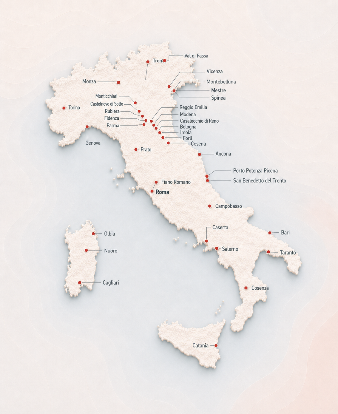 Mappa delle sedi Progettiamo Autonomia in Italia